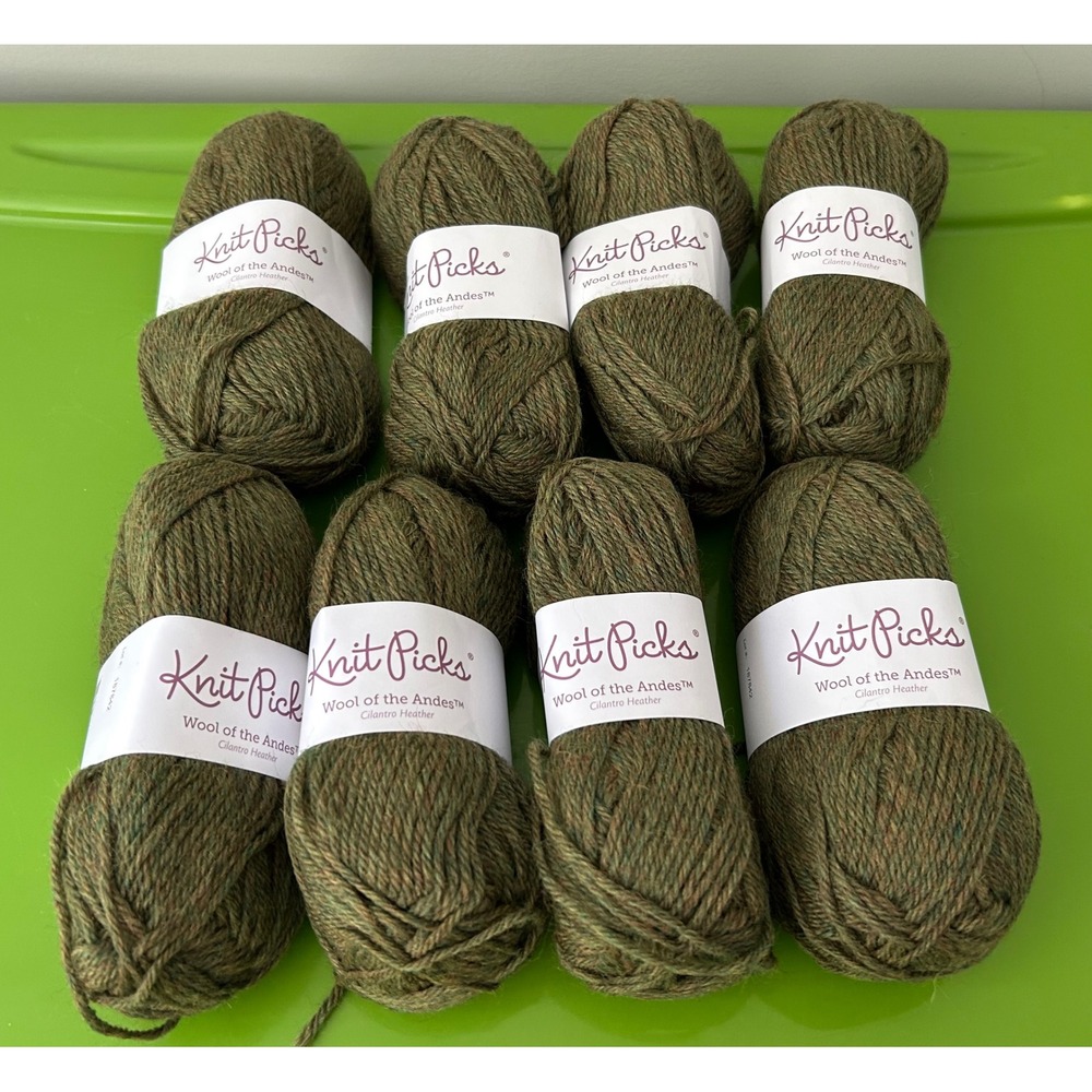 8 Skeins Knit Picks Wool of the Andes Cilantro Heather Worsted 100% Wool Yarn